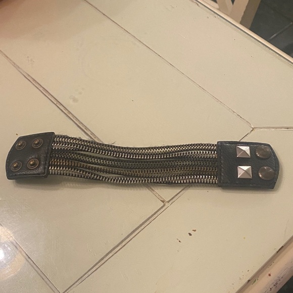 A/X Armani Exchange Black Leather Studded Bracelet - Picture 1 of 2